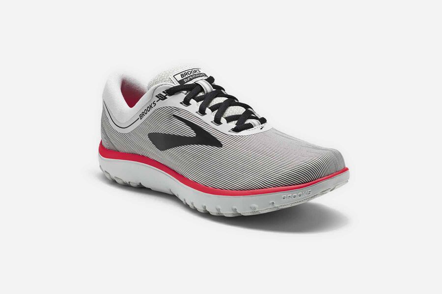 Brooks Running Shoes - Pureflow 7 Road Womens - Grey/Black/Pink - TNZ-058793